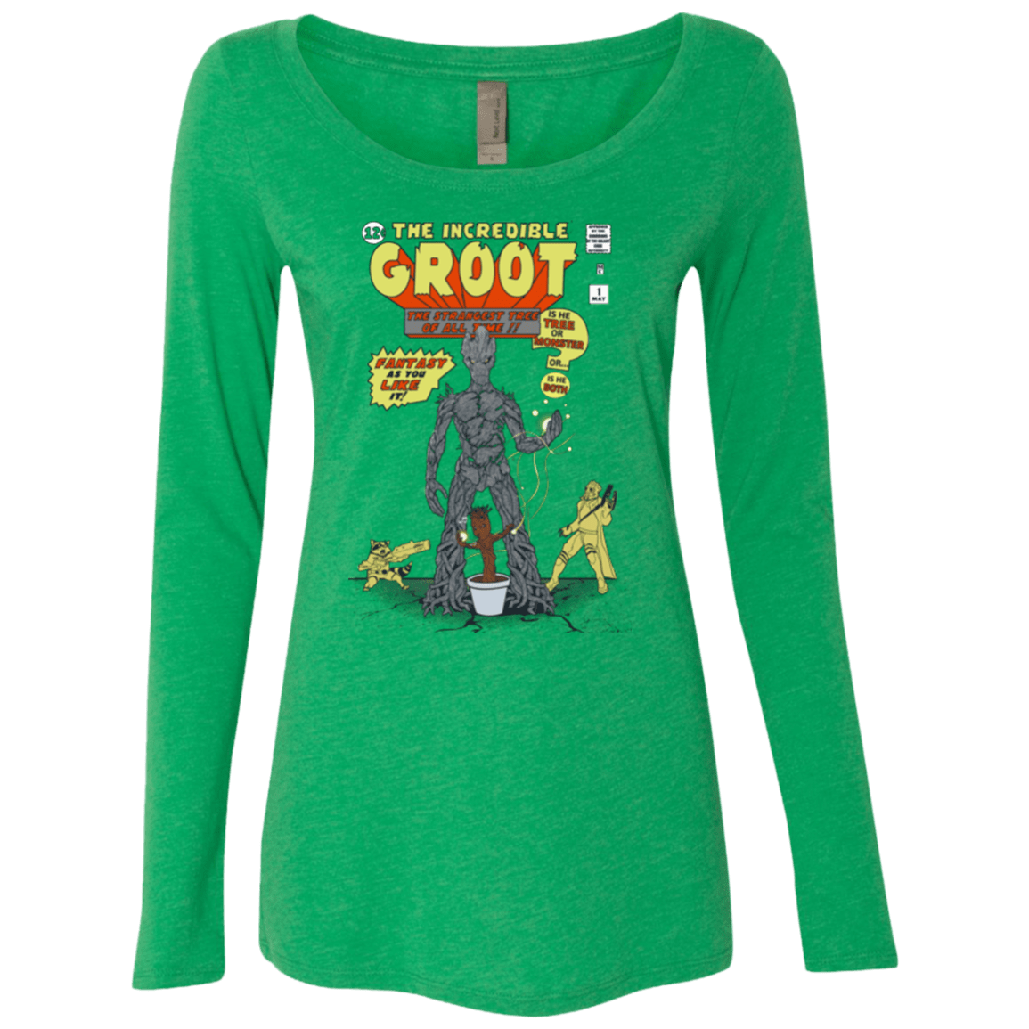 T-Shirts Envy / Small The Incredible Groot Women's Triblend Long Sleeve Shirt