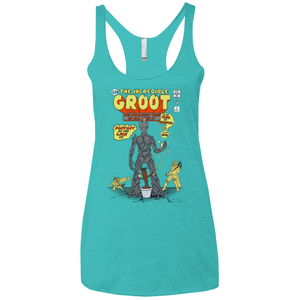 T-Shirts Tahiti Blue / X-Small The Incredible Groot Women's Triblend Racerback Tank