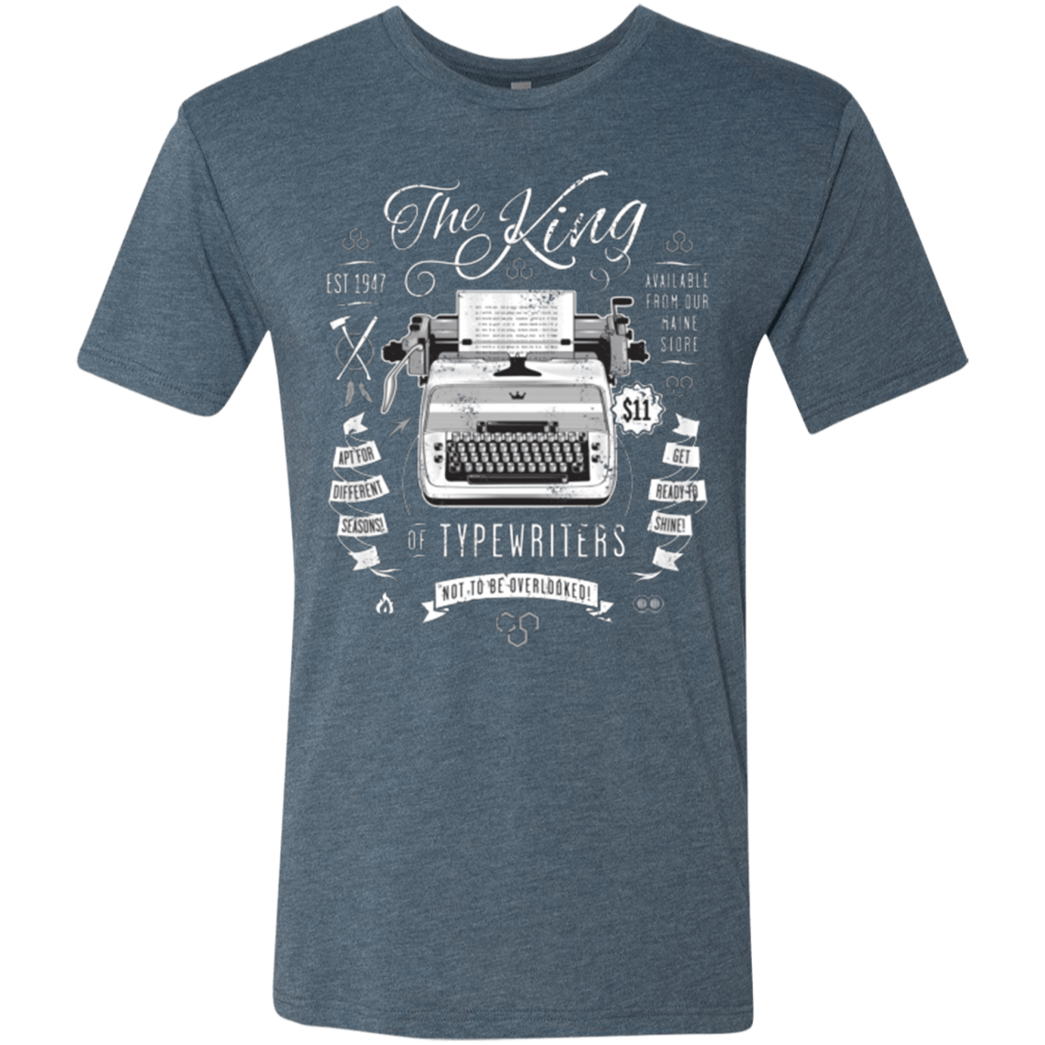 T-Shirts Indigo / Small The King of Typewriters Men's Triblend T-Shirt