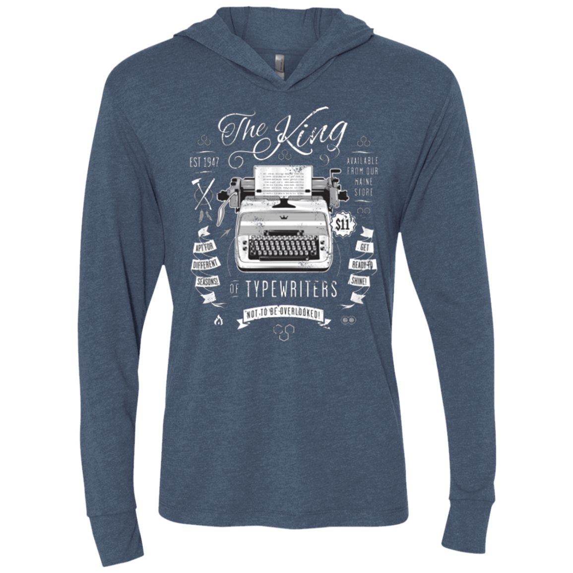 T-Shirts Indigo / X-Small The King of Typewriters Triblend Long Sleeve Hoodie Tee