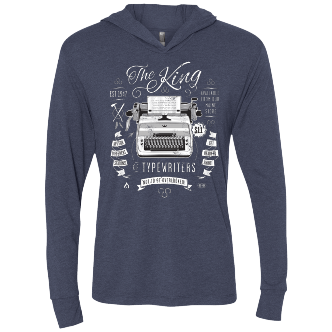 T-Shirts Vintage Navy / X-Small The King of Typewriters Triblend Long Sleeve Hoodie Tee