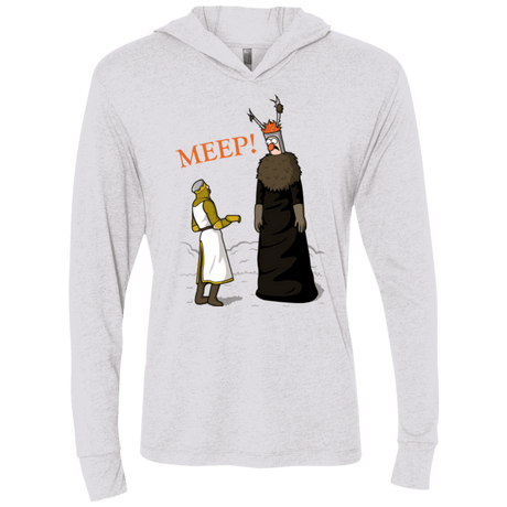 T-Shirts Heather White / X-Small The Knight Who Says MEEP Triblend Long Sleeve Hoodie Tee