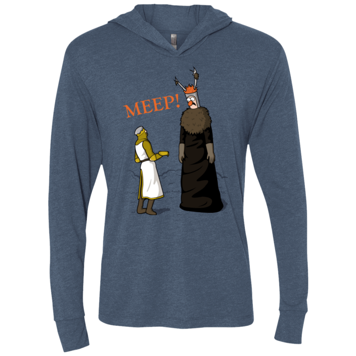 T-Shirts Indigo / X-Small The Knight Who Says MEEP Triblend Long Sleeve Hoodie Tee