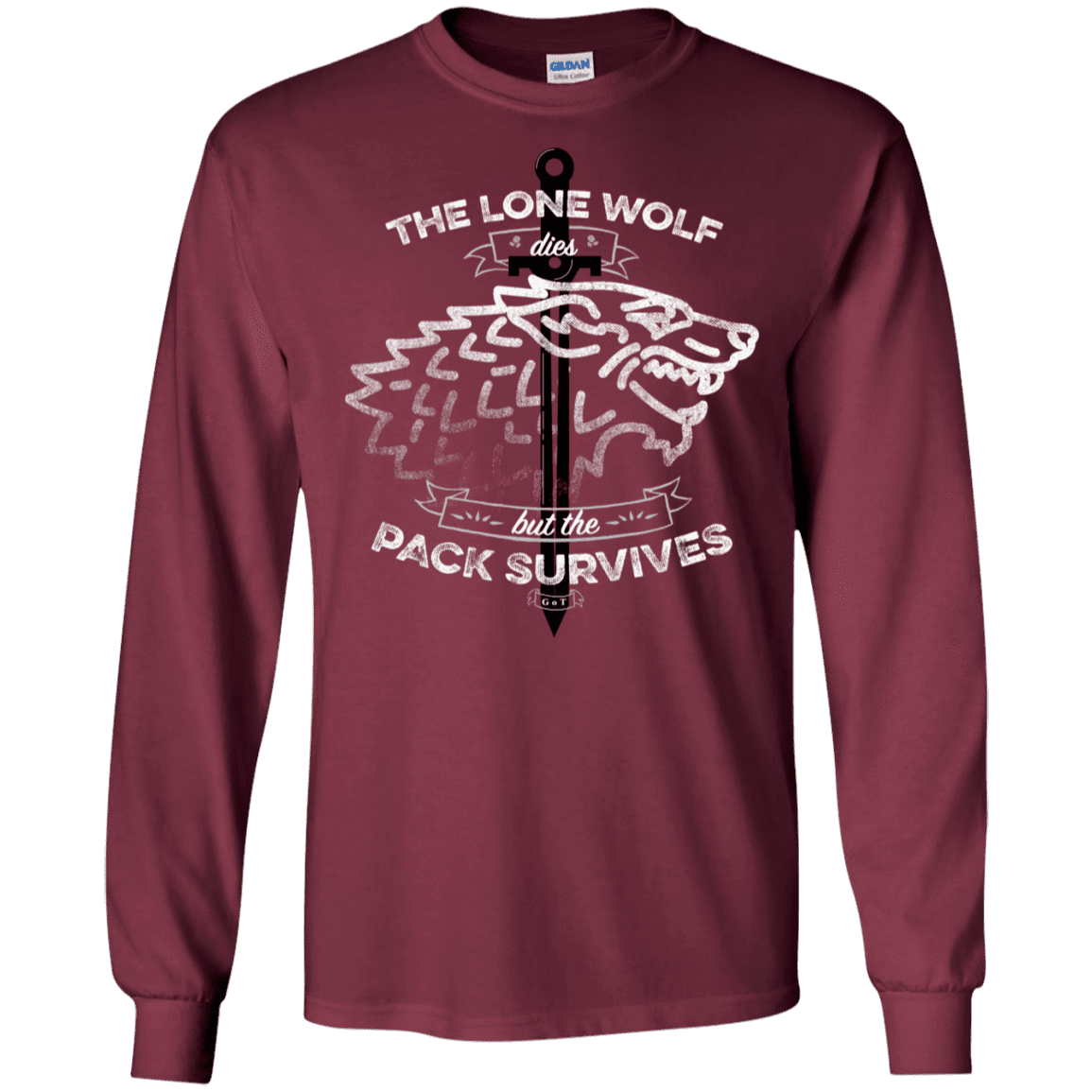 T-Shirts Maroon / S The Lone Wolf Men's Long Sleeve T-Shirt