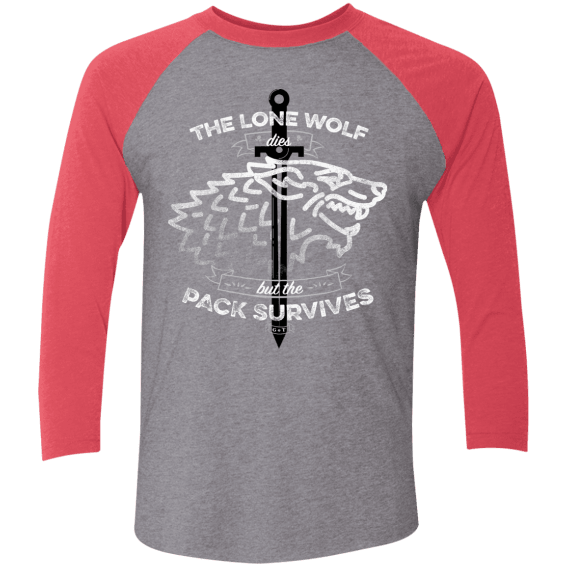 T-Shirts Premium Heather/Vintage Red / X-Small The Lone Wolf Men's Triblend 3/4 Sleeve