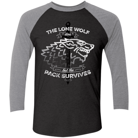 T-Shirts Vintage Black/Premium Heather / X-Small The Lone Wolf Men's Triblend 3/4 Sleeve