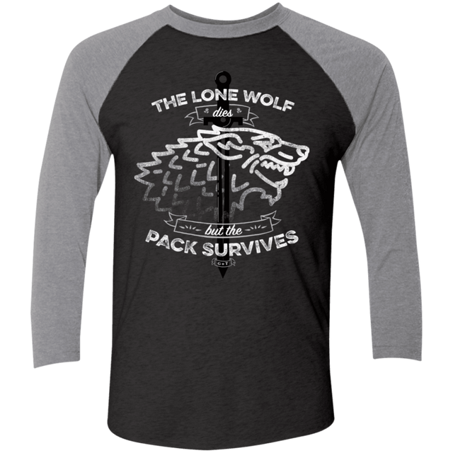 T-Shirts Vintage Black/Premium Heather / X-Small The Lone Wolf Men's Triblend 3/4 Sleeve