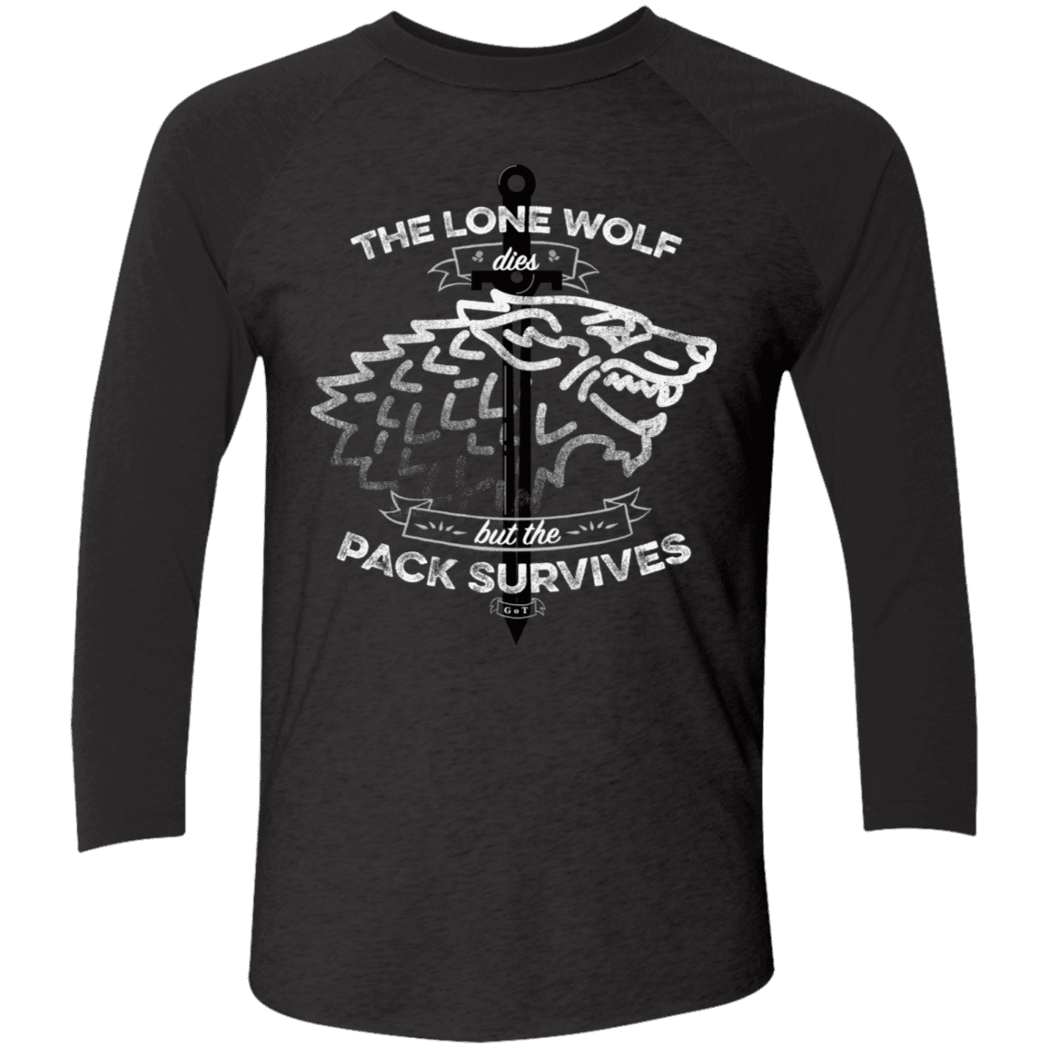 T-Shirts Vintage Black/Vintage Black / X-Small The Lone Wolf Men's Triblend 3/4 Sleeve