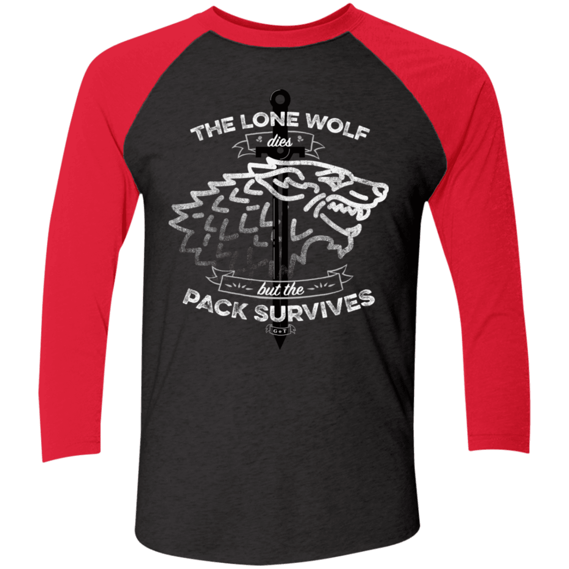T-Shirts Vintage Black/Vintage Red / X-Small The Lone Wolf Men's Triblend 3/4 Sleeve