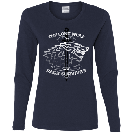 T-Shirts Navy / S The Lone Wolf Women's Long Sleeve T-Shirt