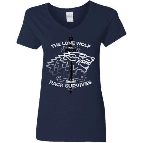 T-Shirts Navy / S The Lone Wolf Women's V-Neck T-Shirt