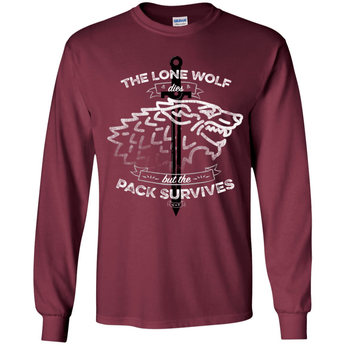 T-Shirts Maroon / YS The Lone Wolf Youth Long Sleeve T-Shirt