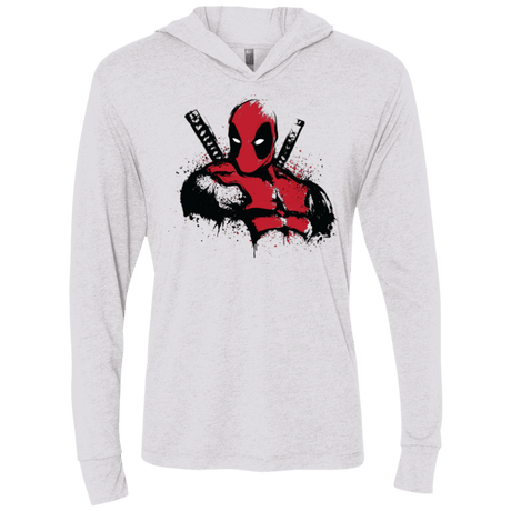 T-Shirts Heather White / X-Small The Merc in Red Triblend Long Sleeve Hoodie Tee