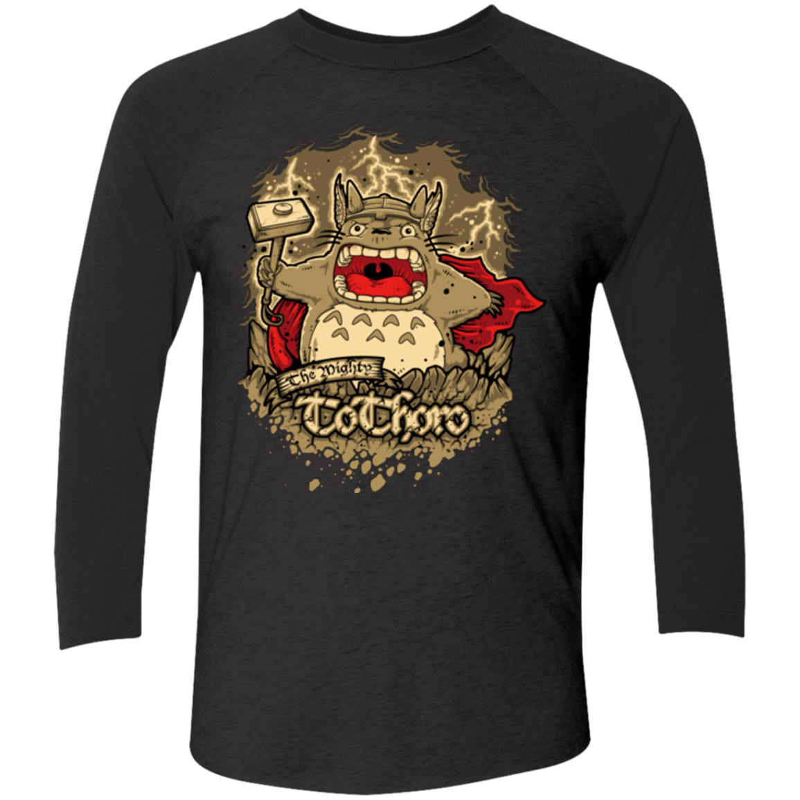 The Mighty Tothoro Men's Triblend 3/4 Sleeve