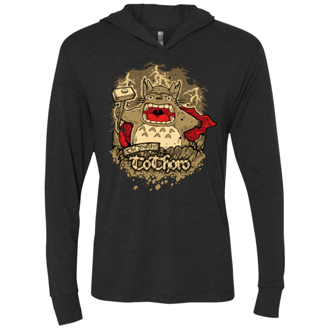 T-Shirts Vintage Black / X-Small The Mighty Tothoro Triblend Long Sleeve Hoodie Tee
