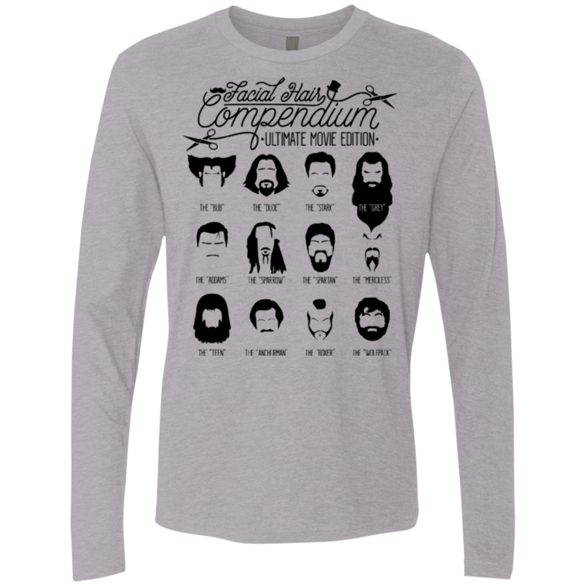 T-Shirts Heather Grey / Small The Movie Facial Hair Compendium Men's Premium Long Sleeve