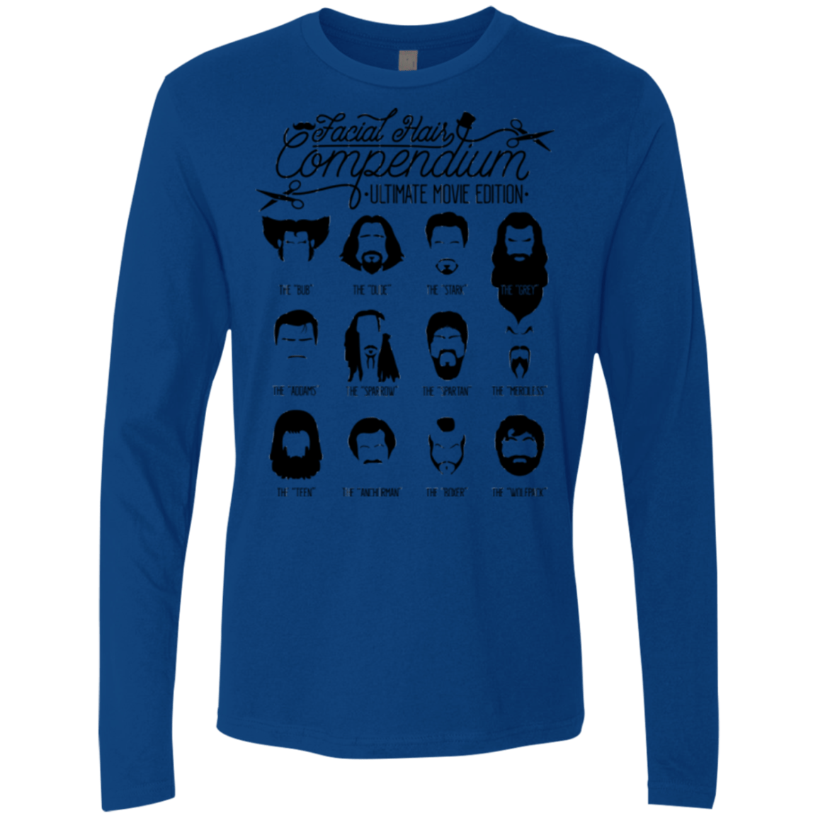 T-Shirts Royal / Small The Movie Facial Hair Compendium Men's Premium Long Sleeve