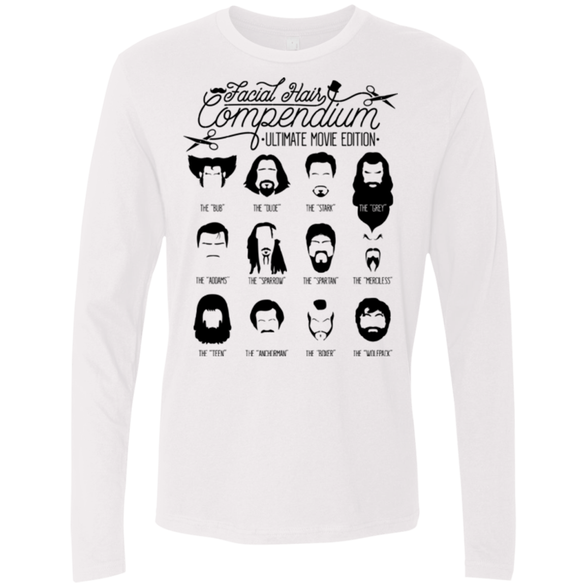 T-Shirts White / Small The Movie Facial Hair Compendium Men's Premium Long Sleeve