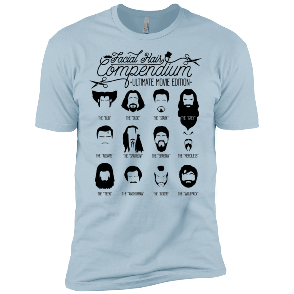 T-Shirts Light Blue / X-Small The Movie Facial Hair Compendium Men's Premium T-Shirt