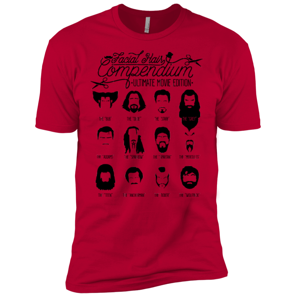 T-Shirts Red / X-Small The Movie Facial Hair Compendium Men's Premium T-Shirt