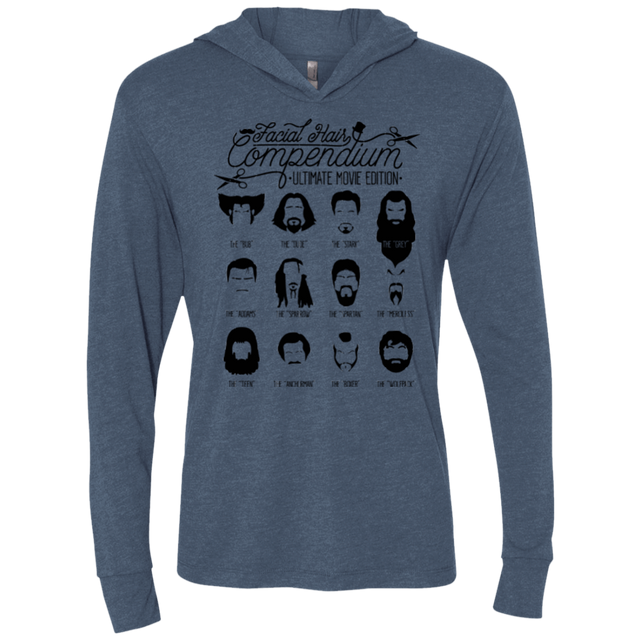 T-Shirts Indigo / X-Small The Movie Facial Hair Compendium Triblend Long Sleeve Hoodie Tee