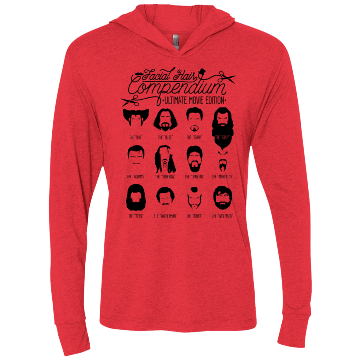 T-Shirts Vintage Red / X-Small The Movie Facial Hair Compendium Triblend Long Sleeve Hoodie Tee