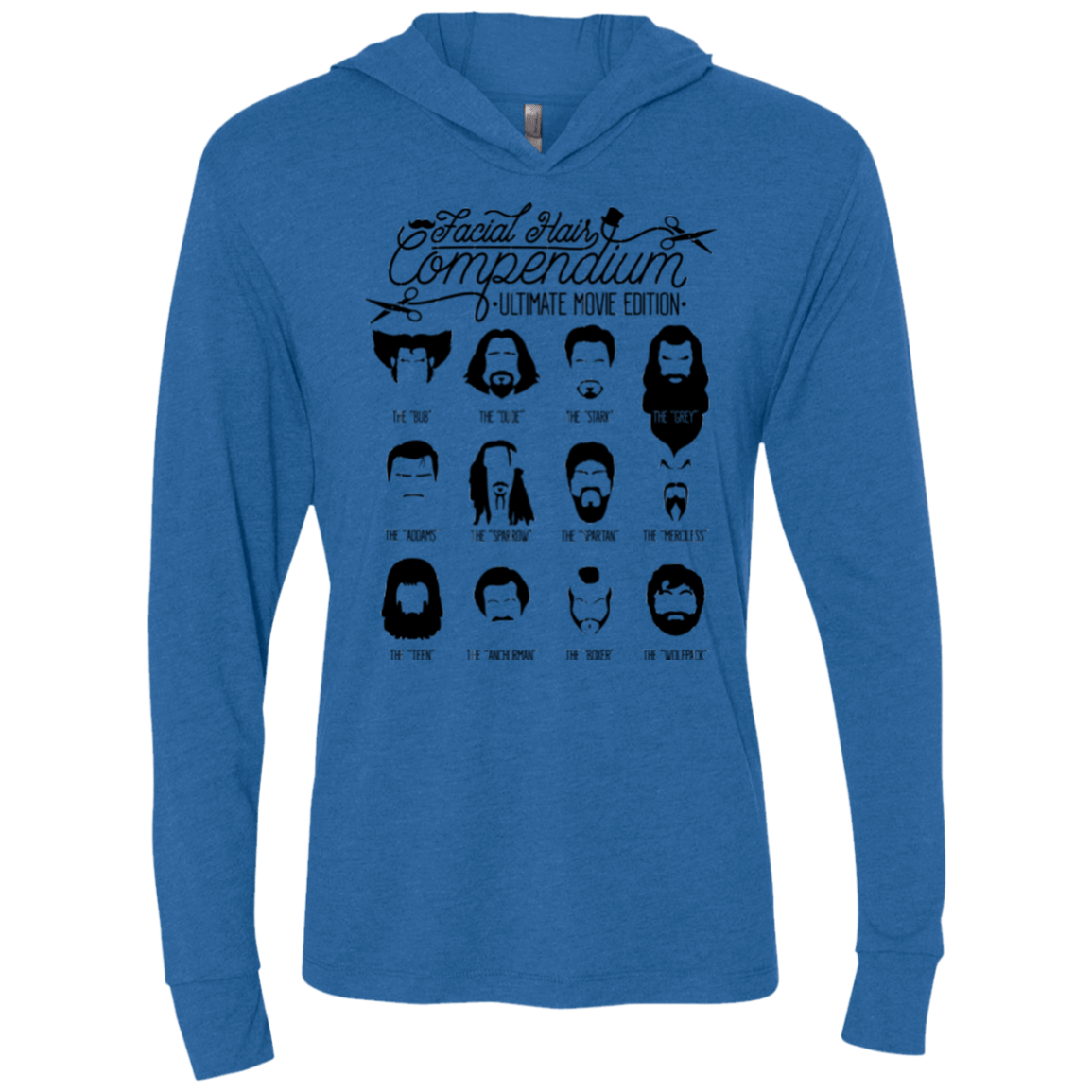 T-Shirts Vintage Royal / X-Small The Movie Facial Hair Compendium Triblend Long Sleeve Hoodie Tee