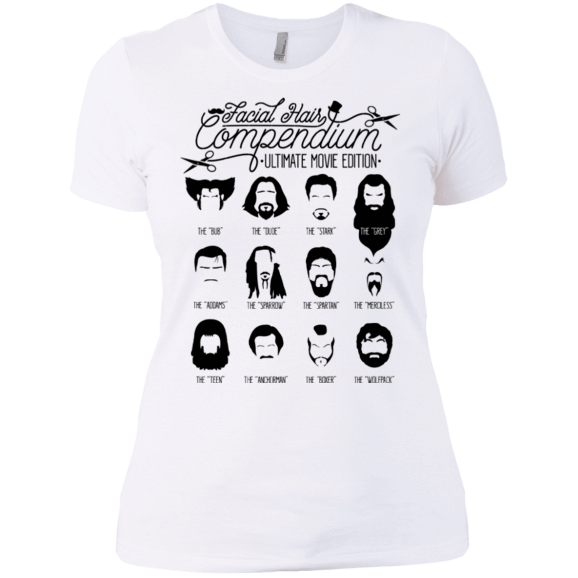 T-Shirts White / X-Small The Movie Facial Hair Compendium Women's Premium T-Shirt