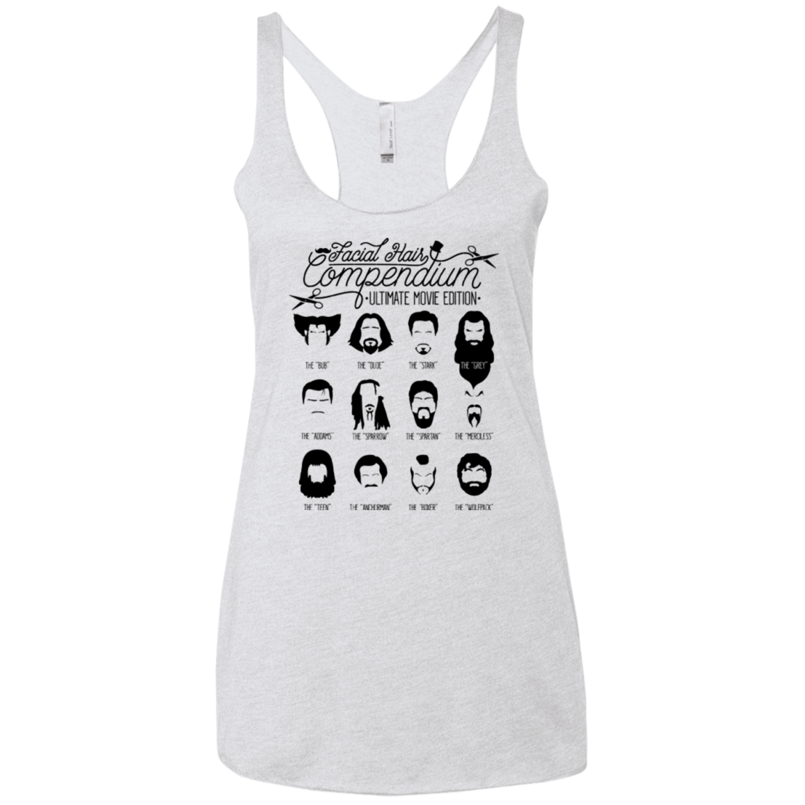 T-Shirts Heather White / X-Small The Movie Facial Hair Compendium Women's Triblend Racerback Tank