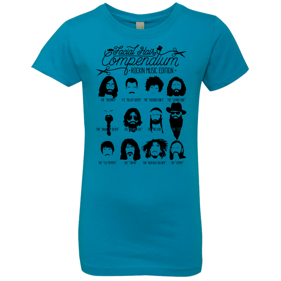 T-Shirts Turquoise / YXS The Music Facial Hair Compendium Girls Premium T-Shirt