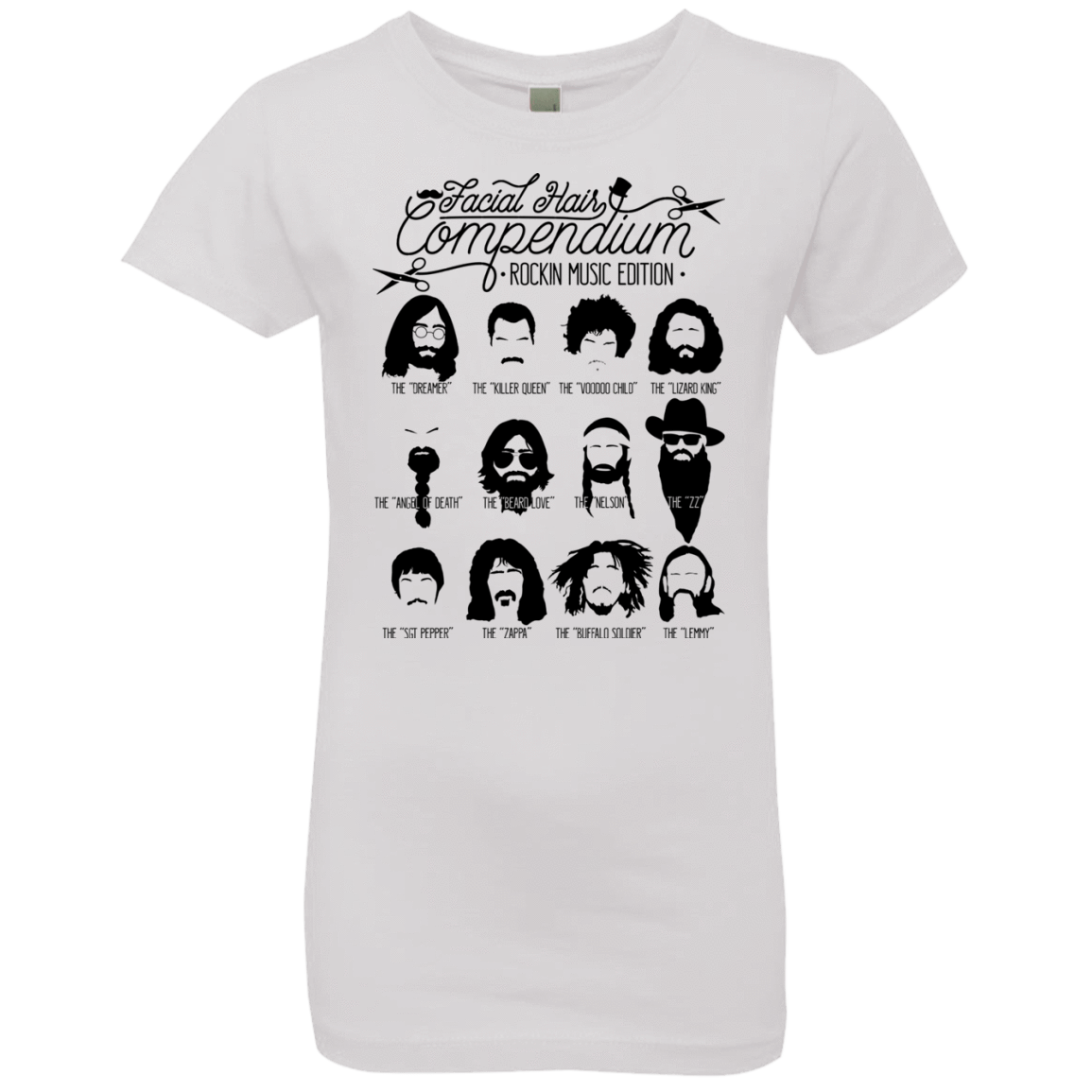 T-Shirts White / YXS The Music Facial Hair Compendium Girls Premium T-Shirt