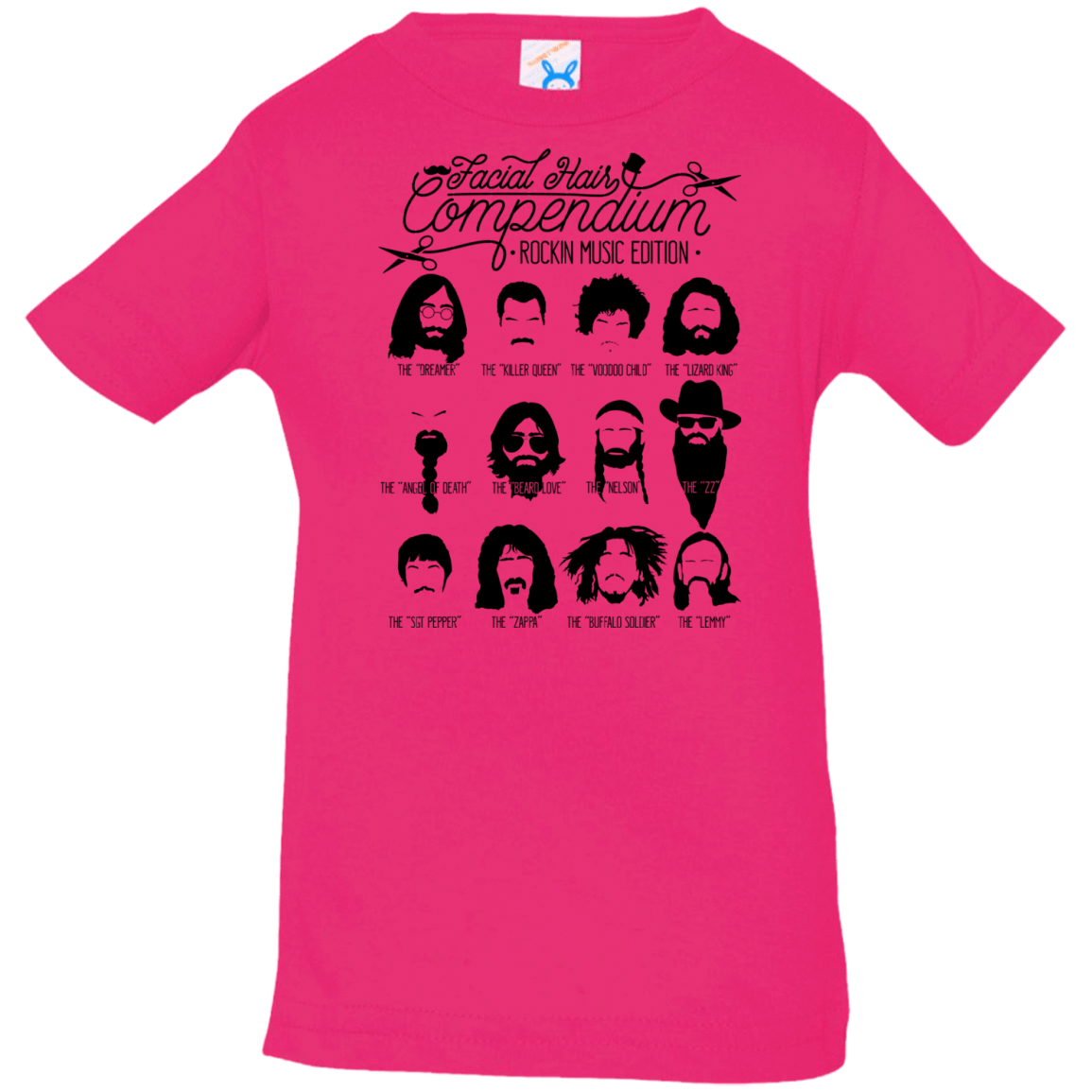 T-Shirts Hot Pink / 6 Months The Music Facial Hair Compendium Infant Premium T-Shirt