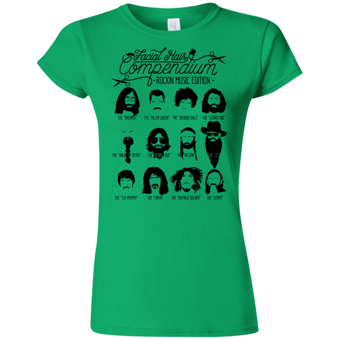 T-Shirts Irish Green / S The Music Facial Hair Compendium Junior Slimmer-Fit T-Shirt