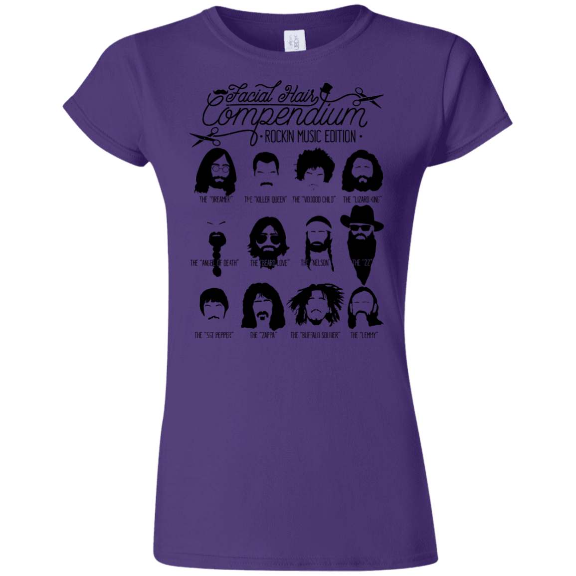 T-Shirts Purple / S The Music Facial Hair Compendium Junior Slimmer-Fit T-Shirt