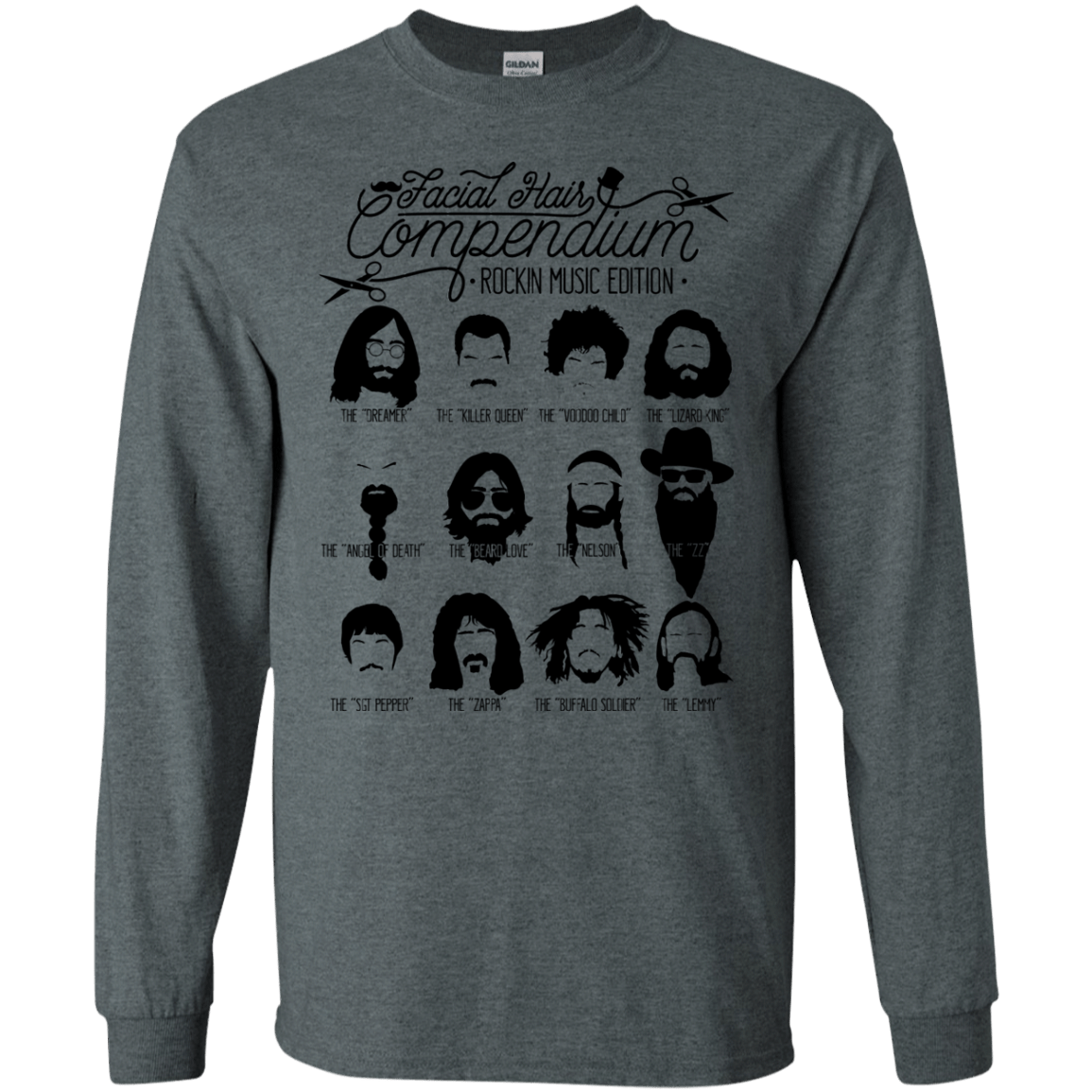 The Music Facial Hair Compendium Men's Long Sleeve T-Shirt