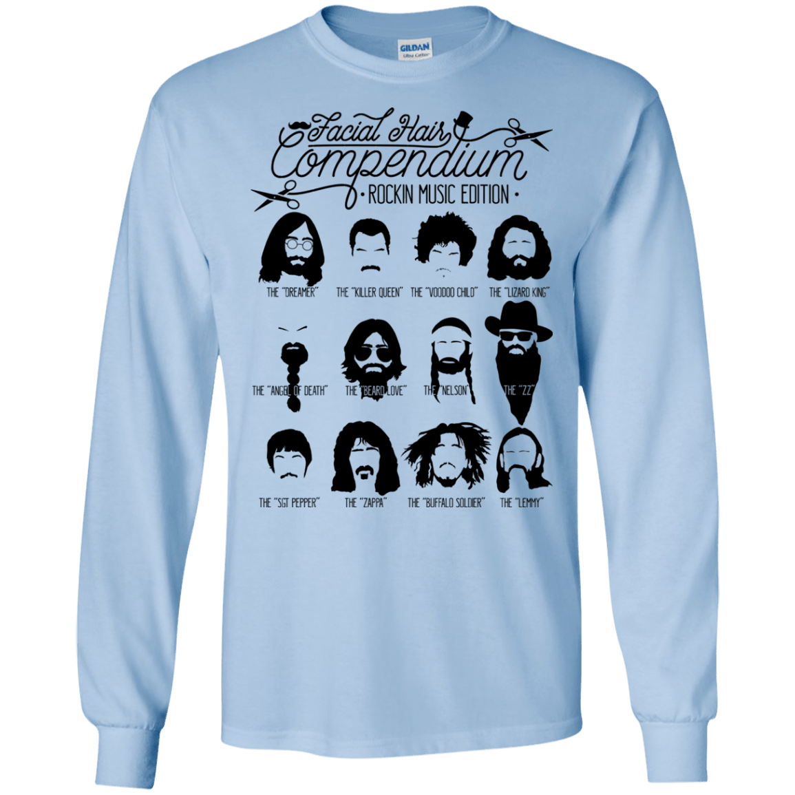 The Music Facial Hair Compendium Men's Long Sleeve T-Shirt