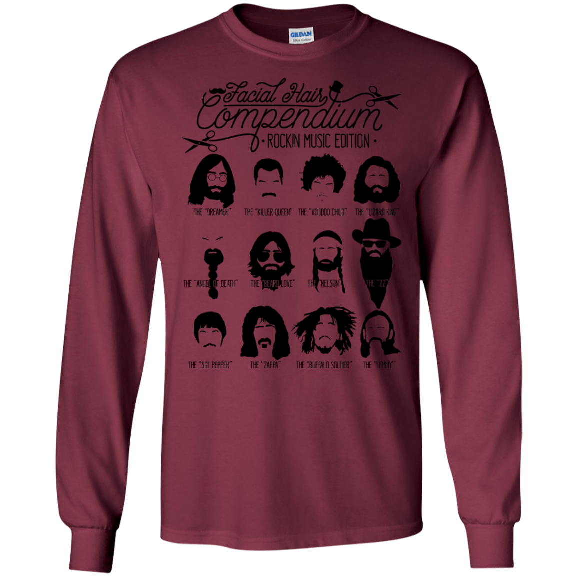 The Music Facial Hair Compendium Men's Long Sleeve T-Shirt