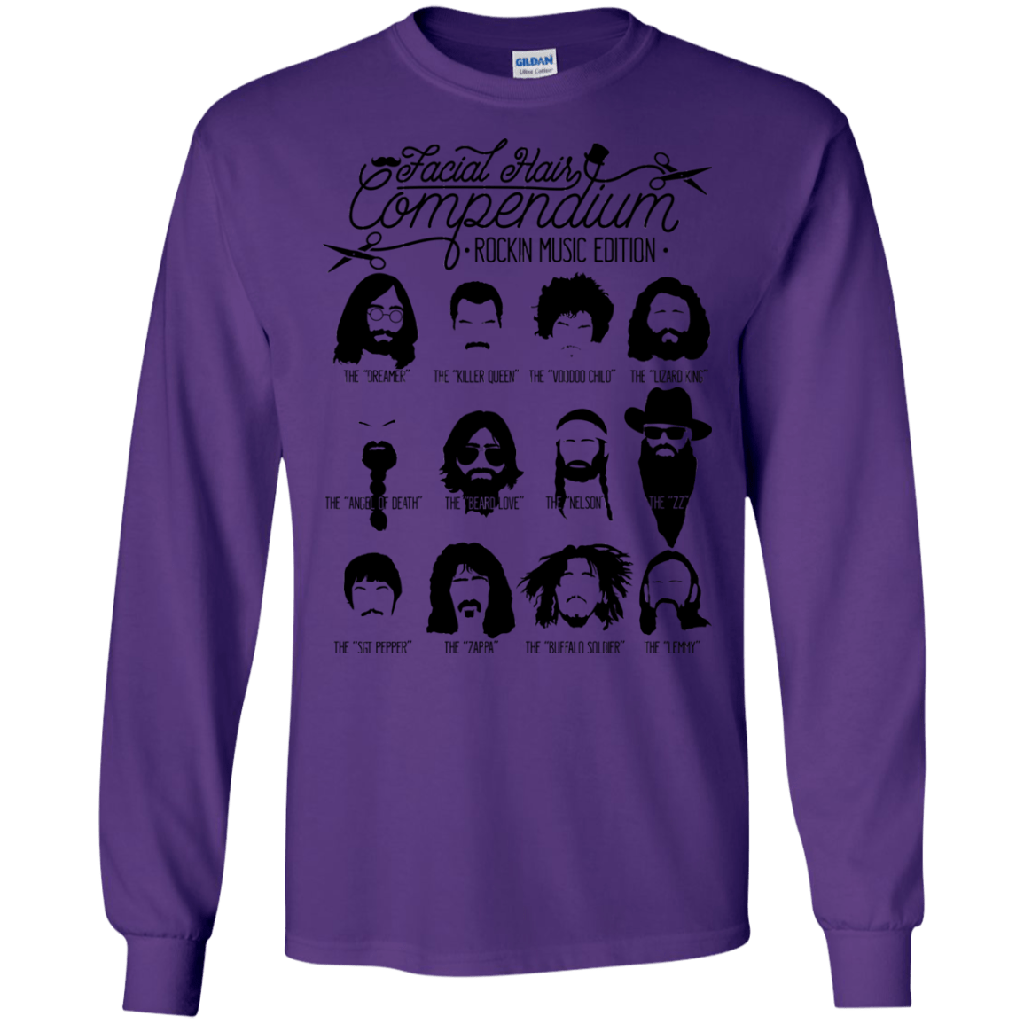 The Music Facial Hair Compendium Men's Long Sleeve T-Shirt