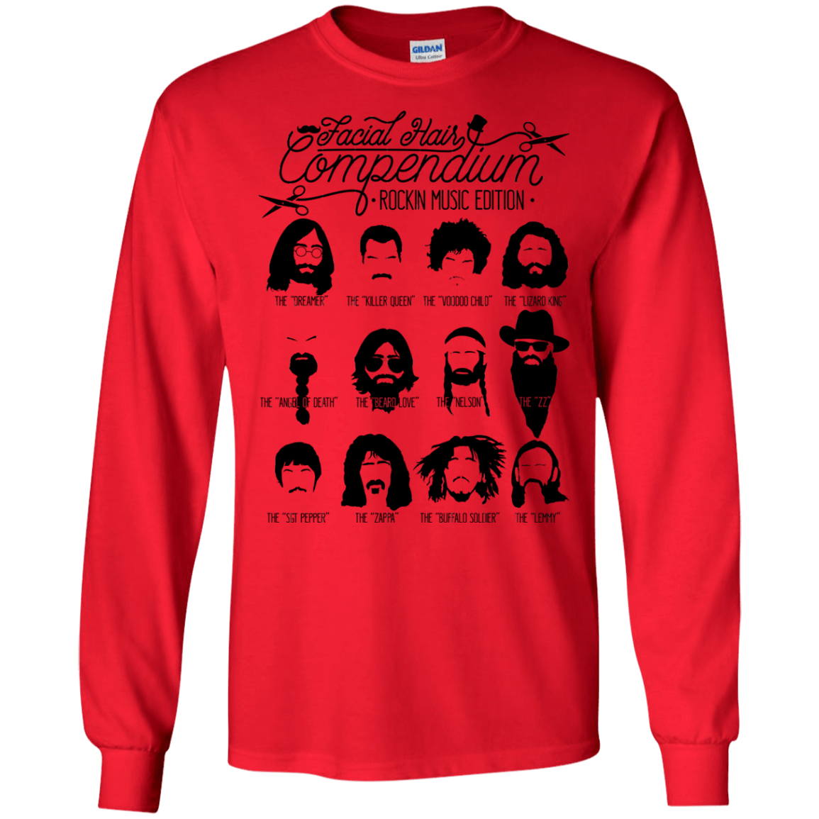 The Music Facial Hair Compendium Men's Long Sleeve T-Shirt