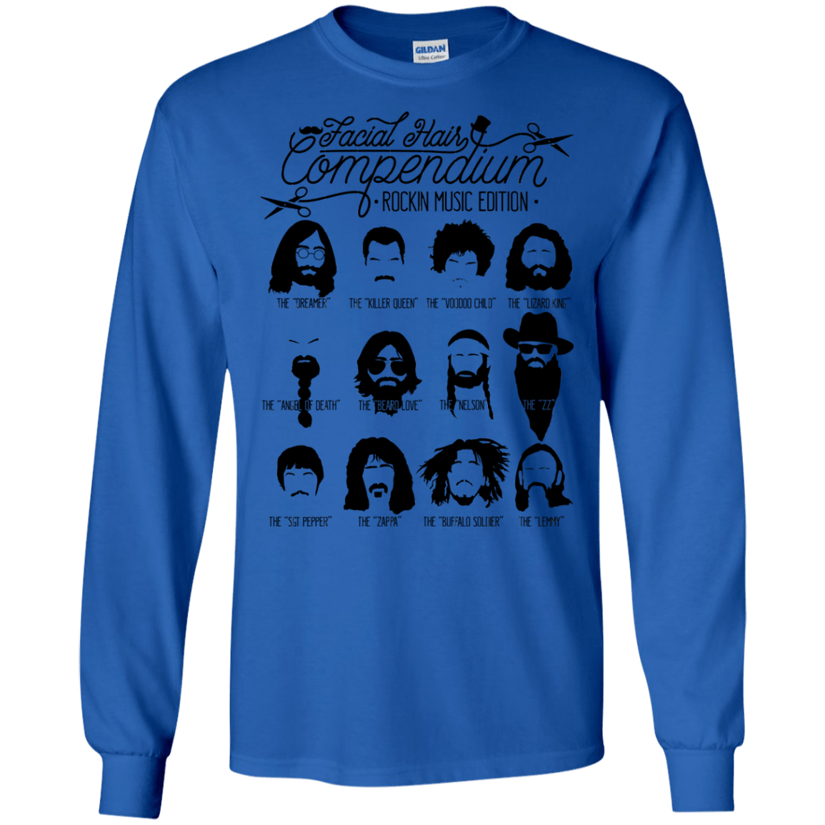 The Music Facial Hair Compendium Men's Long Sleeve T-Shirt