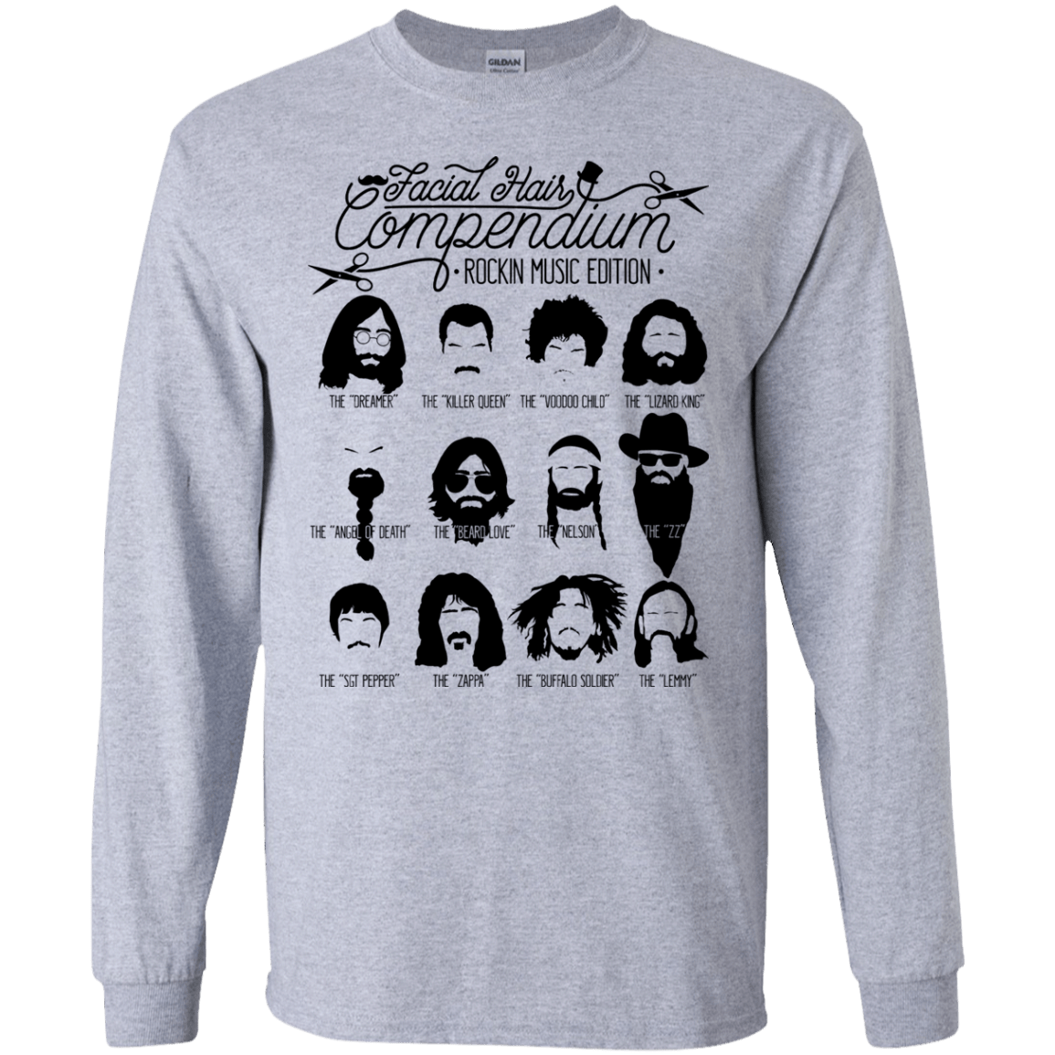 The Music Facial Hair Compendium Men's Long Sleeve T-Shirt