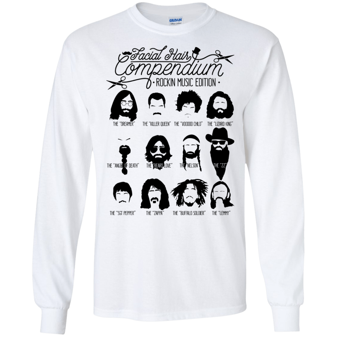 The Music Facial Hair Compendium Men's Long Sleeve T-Shirt