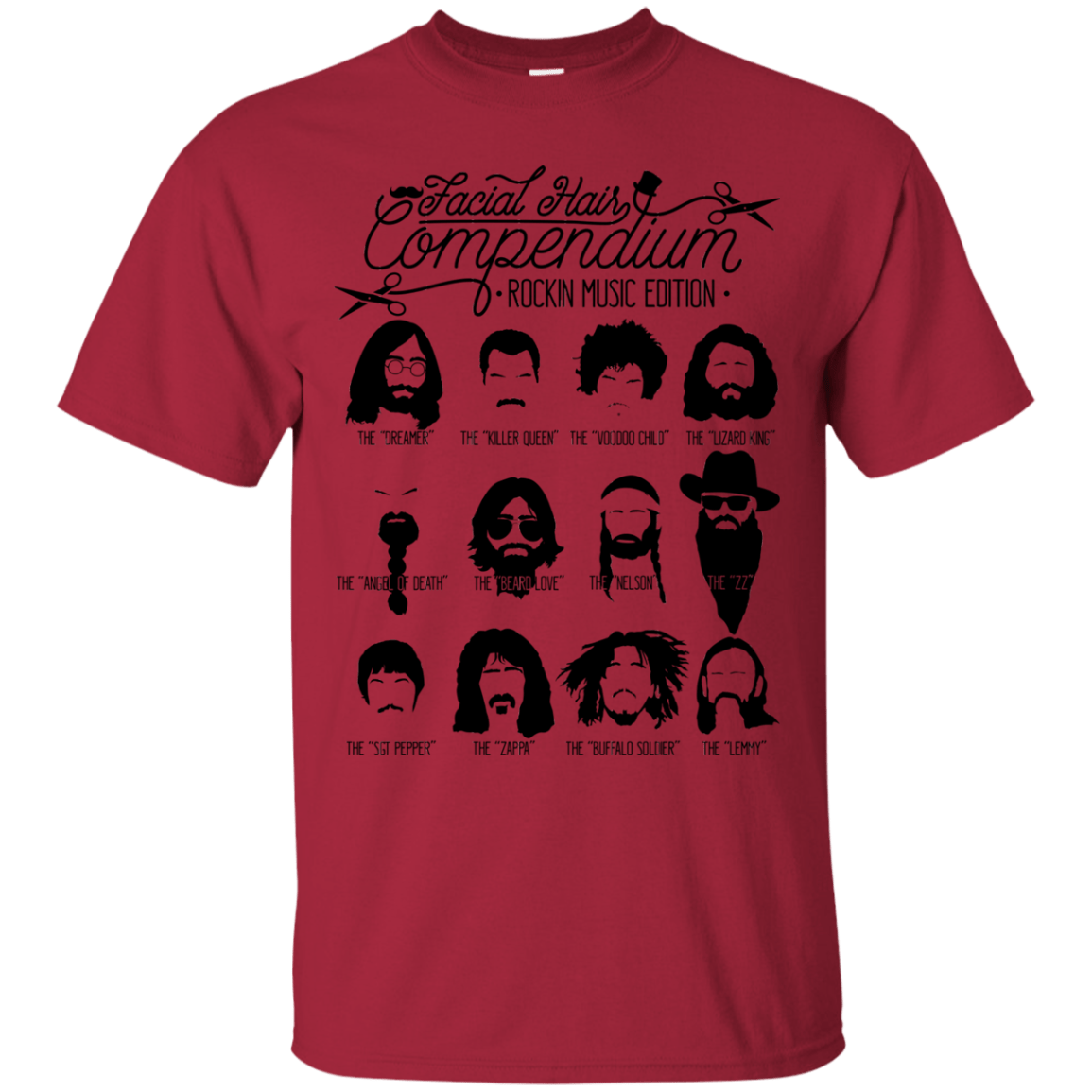 T-Shirts Cardinal / S The Music Facial Hair Compendium T-Shirt