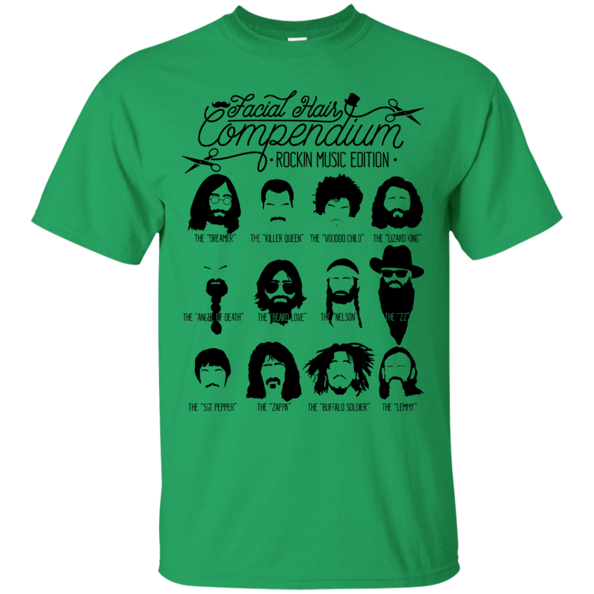 T-Shirts Irish Green / S The Music Facial Hair Compendium T-Shirt