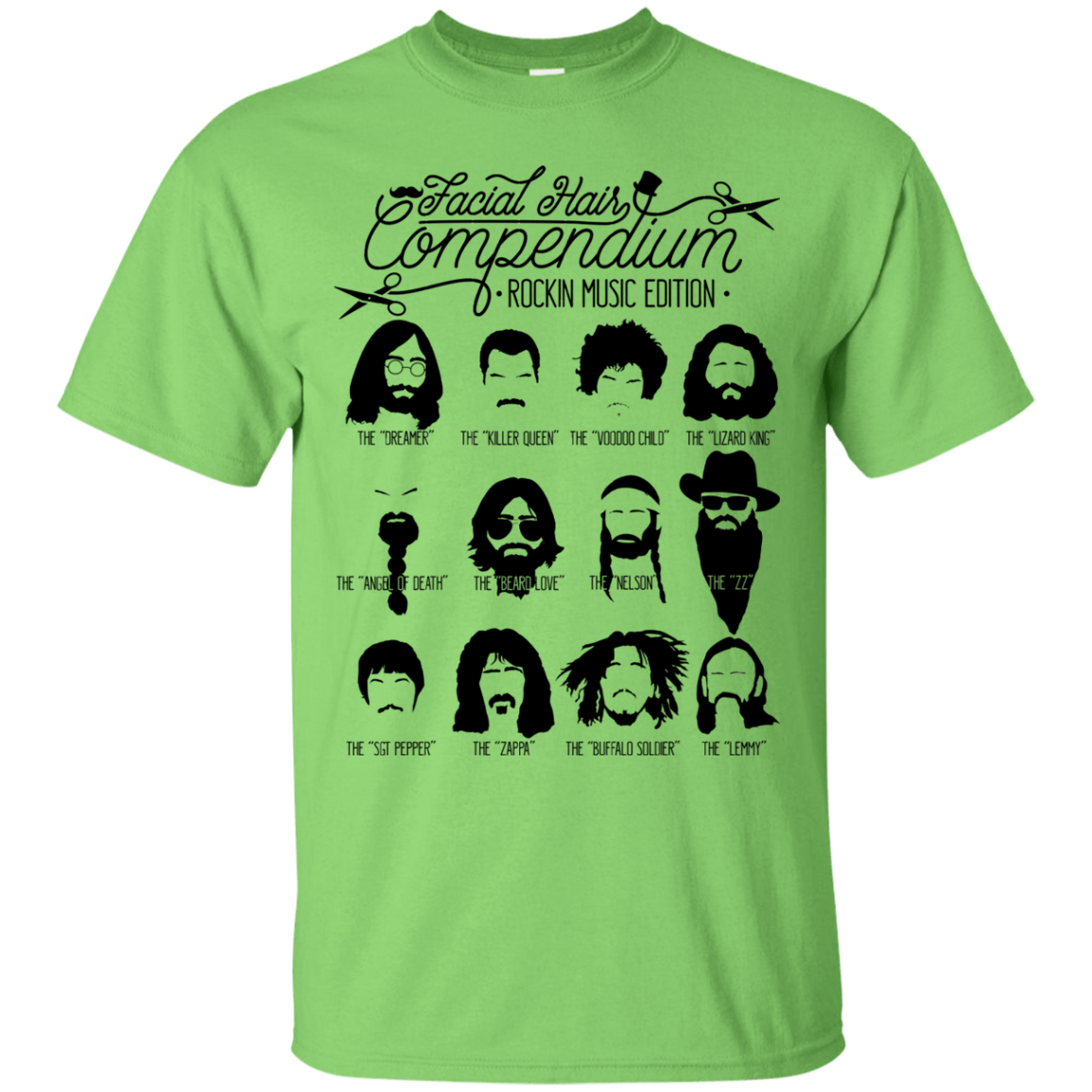 T-Shirts Lime / S The Music Facial Hair Compendium T-Shirt