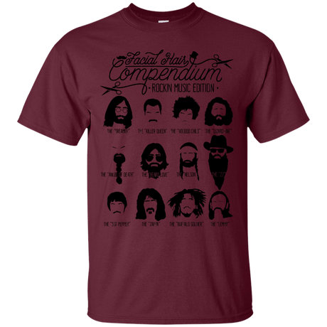 T-Shirts Maroon / S The Music Facial Hair Compendium T-Shirt