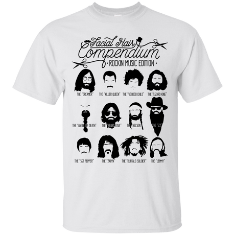 T-Shirts White / S The Music Facial Hair Compendium T-Shirt