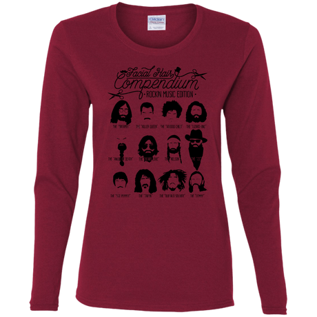 T-Shirts Cardinal / S The Music Facial Hair Compendium Women's Long Sleeve T-Shirt