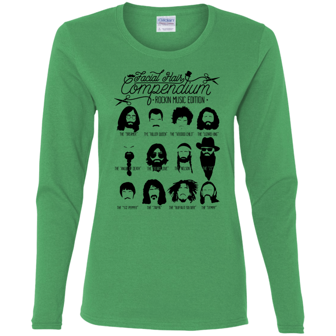 T-Shirts Irish Green / S The Music Facial Hair Compendium Women's Long Sleeve T-Shirt