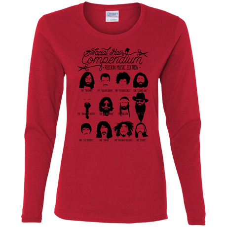 T-Shirts Red / S The Music Facial Hair Compendium Women's Long Sleeve T-Shirt